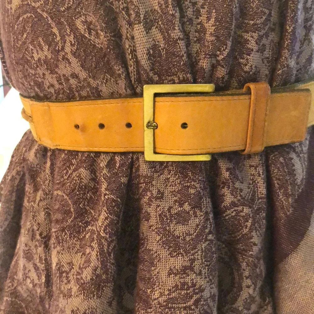 Vintage BRAXTON Brown Leather Belt Sz 30-33”/1.5” w/ solid brass buckle 36.25” L